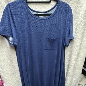 Lularoe Carly blue with light lavender micro polka dot. XL Like new